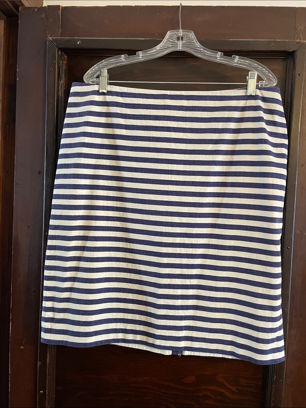 Talbots Navy & White Striped Cotton Blend Mini Skirt